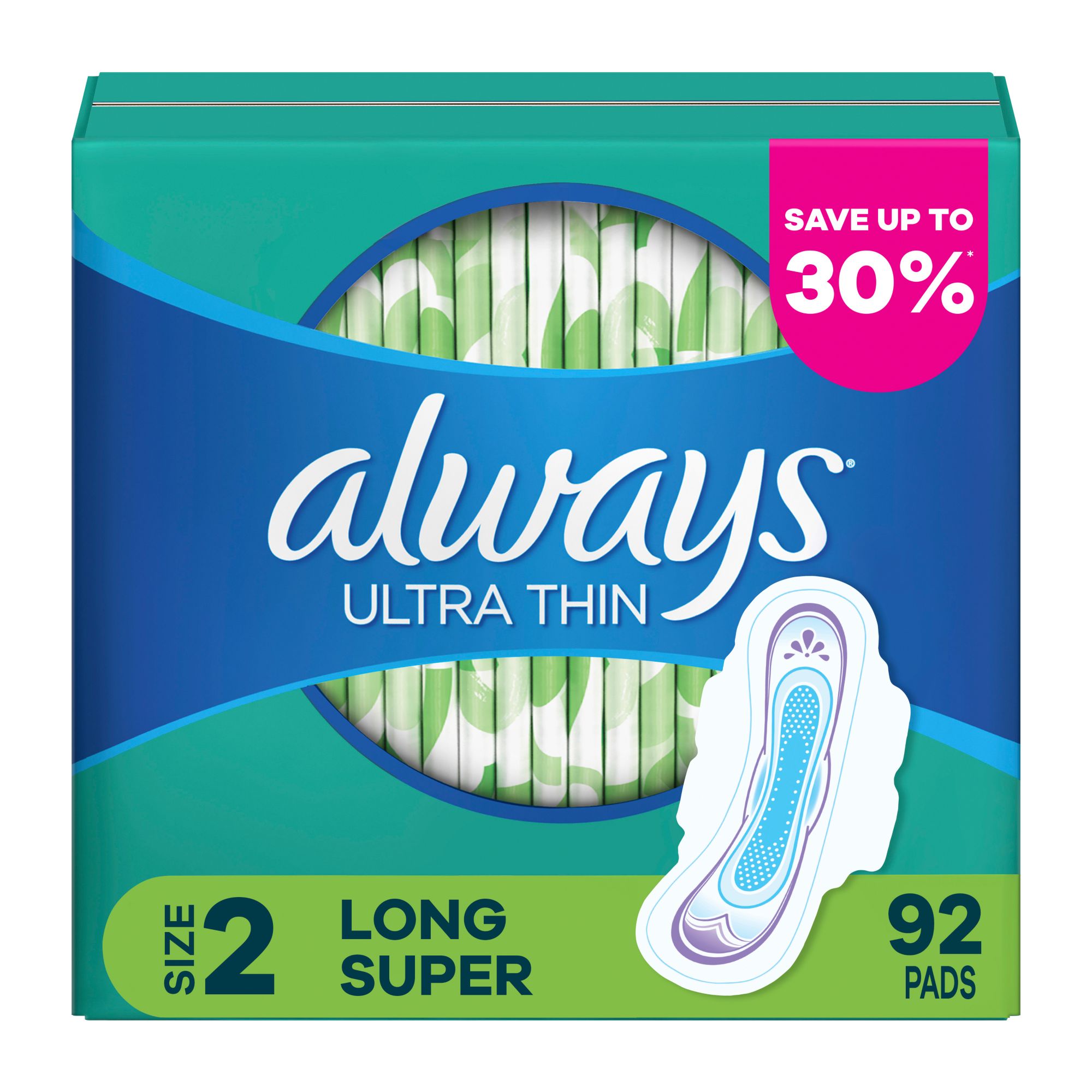 Always Ultra Thin Pads with Wings Extra Heavy Overnight Absorbency Size 5  Unscented, 25 count - Foods Co.