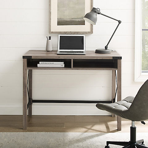 W. Trends 42" Rustic Farmhouse Writing Desk with Cord Management
