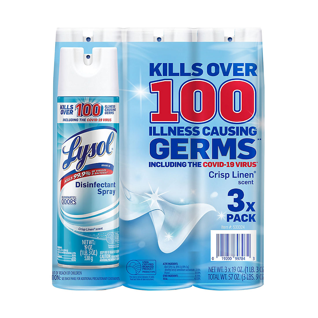 Lysol Crisp Linen Disinfectant Spray 3