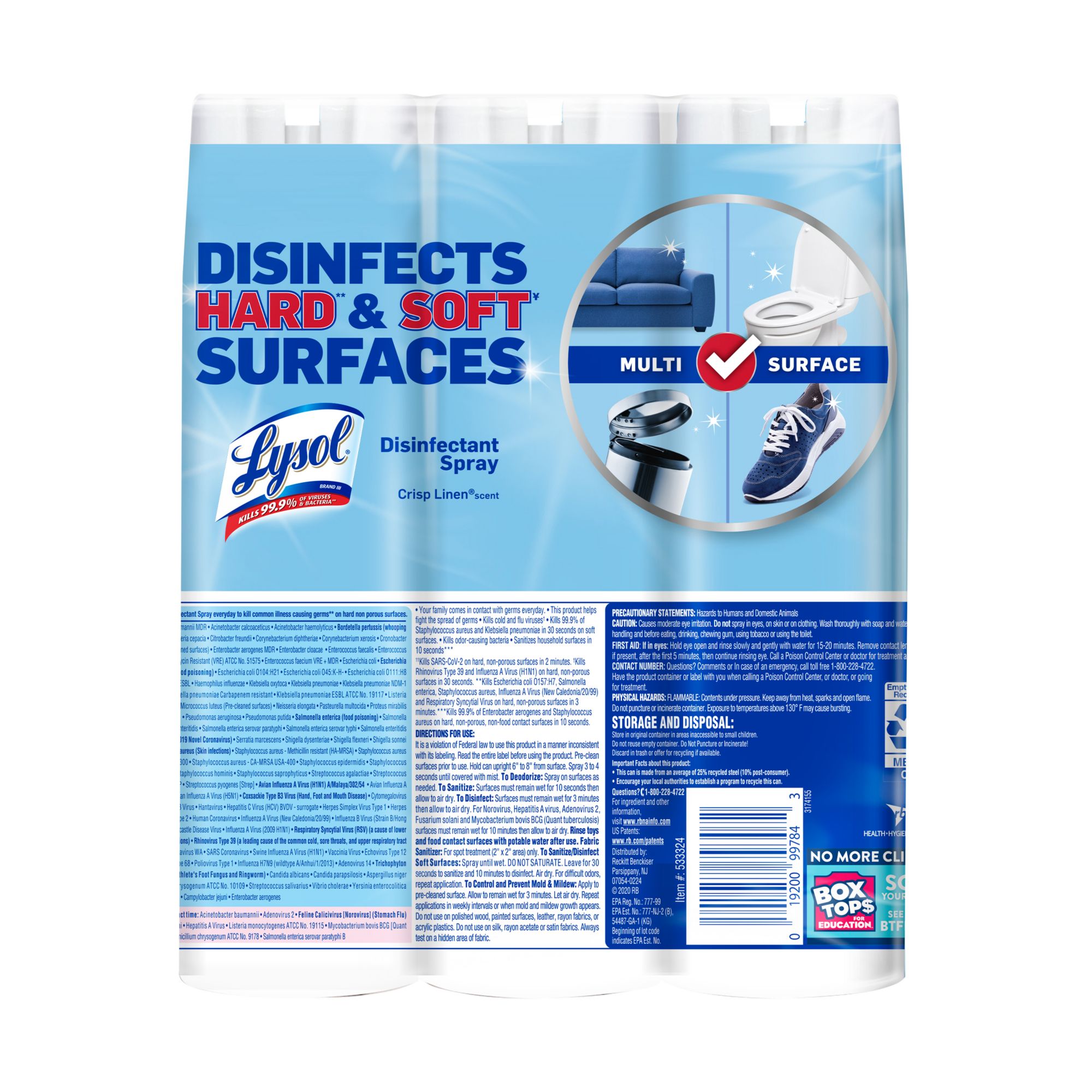 Lysol Disinfectant Spray, Crisp Linen 3pk./19 oz.