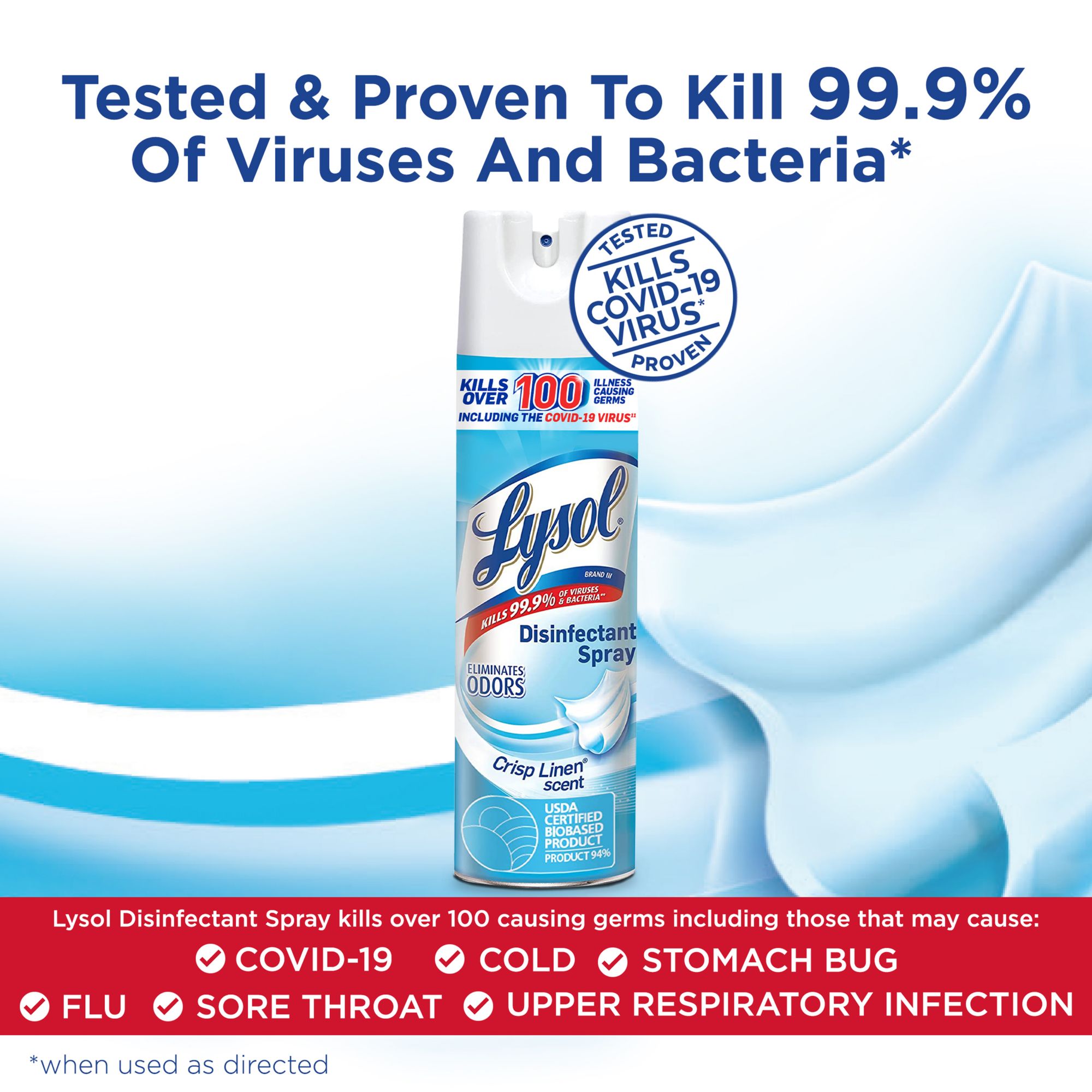Lysol Disinfectant Spray, Crisp Linen 3pk./19 oz.