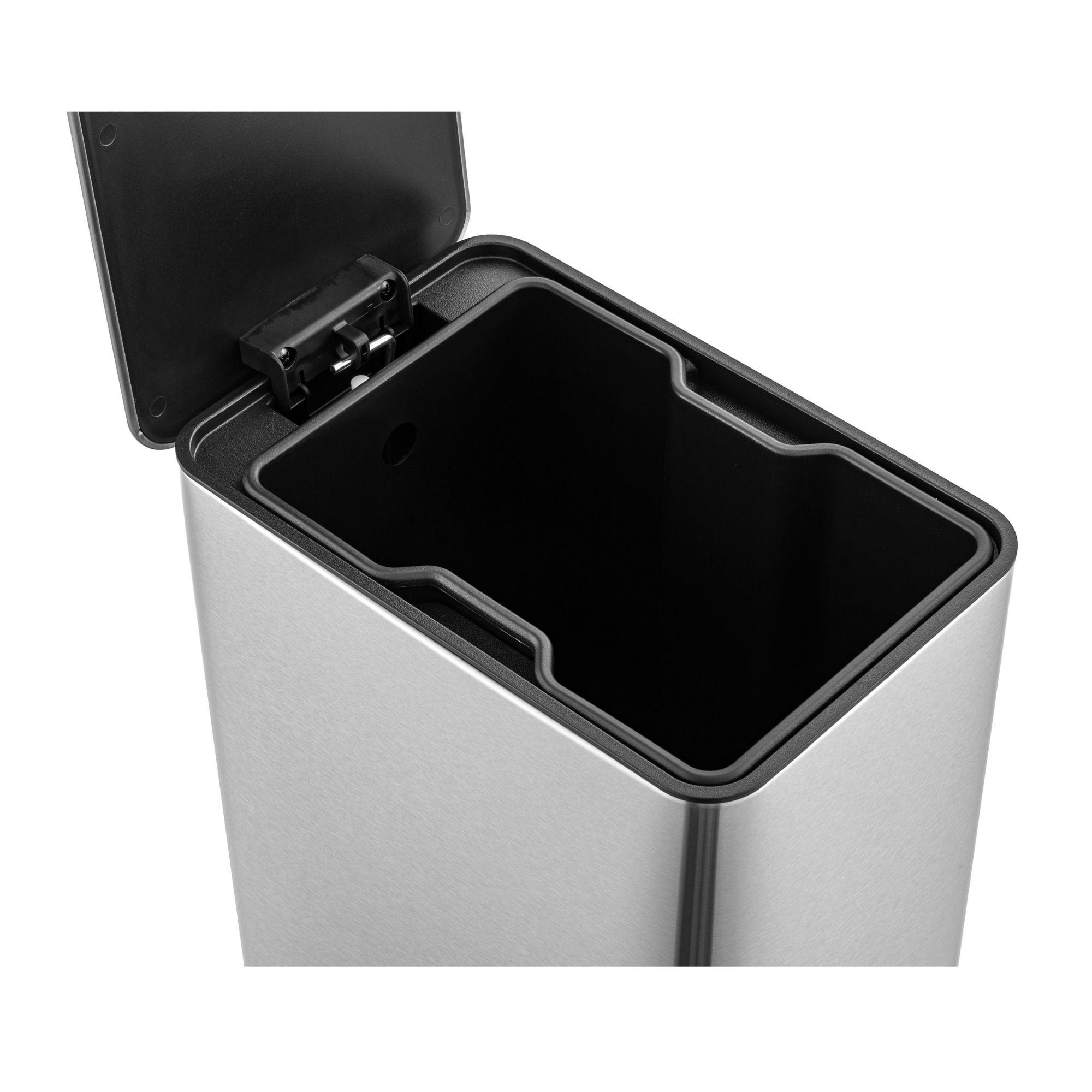 Qualiazero 13.2 Gal Stainless Steel Step on Slim Kitchen Trash Can, Silver