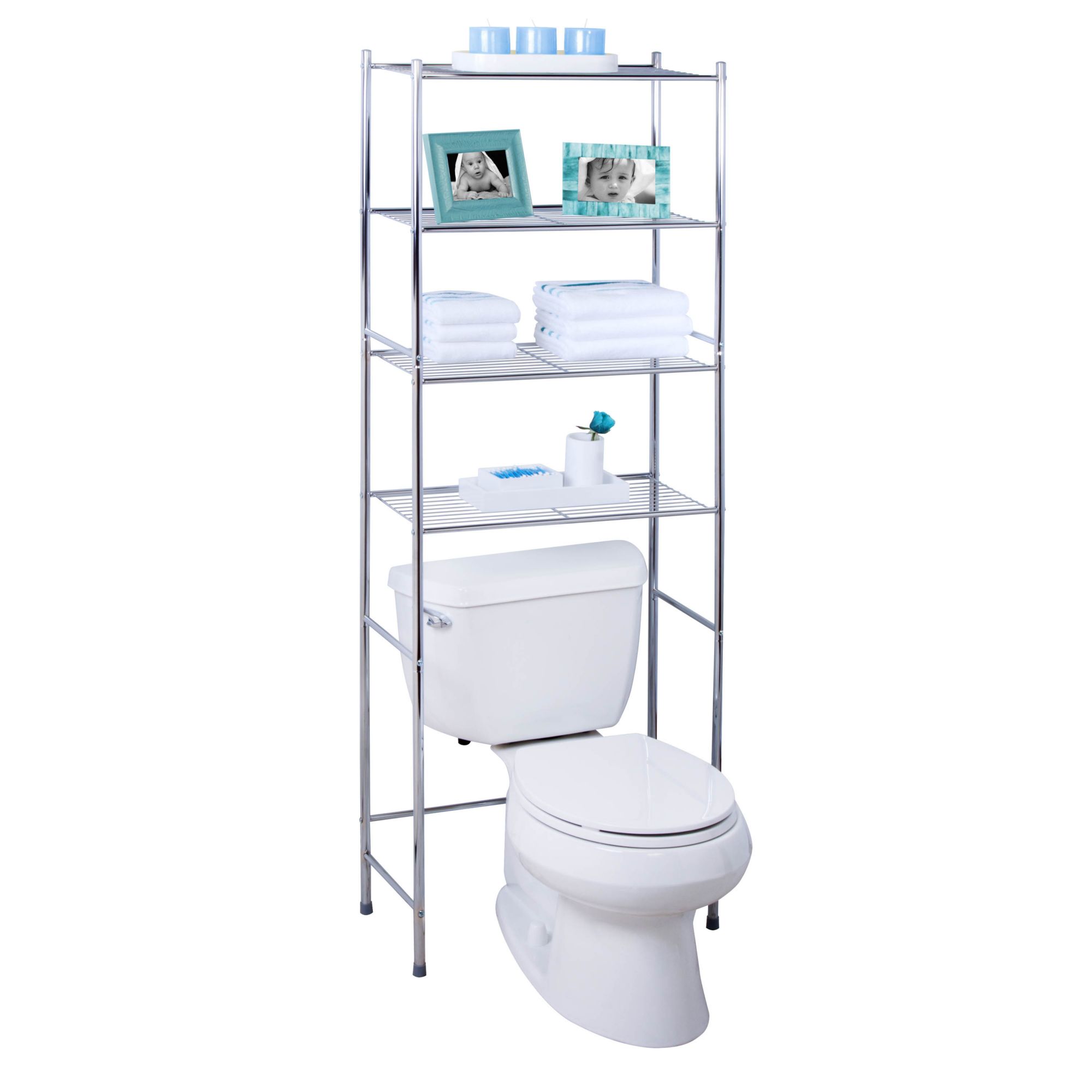 Bathroom Over The Toilet Storage Shelf - Over Toilet Bathroom Organizer Rack  with 4 Tier Bathroom Space Saver Toilet Stand Shelves Bathroom Stand Above Toilet  Bathroom Rack Organizer Over Toilet