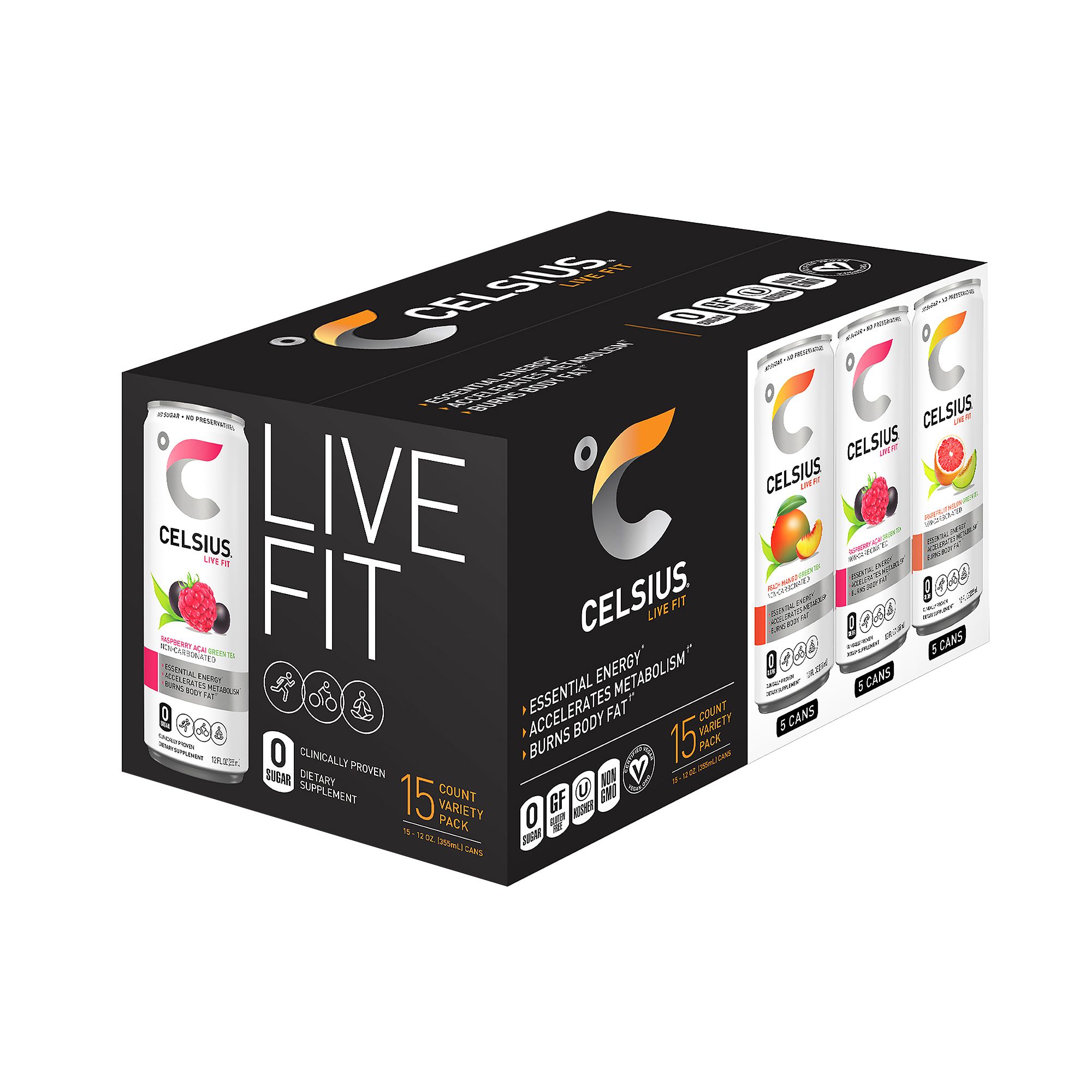  Celsius Live Fit Sparkling Fitness Drink Variety, 12