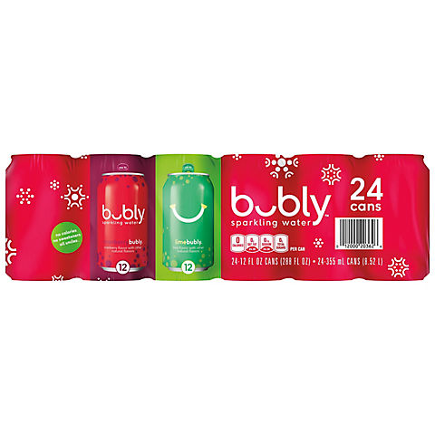 bubly Sparkling Water Holiday Variety Pack, 24 pk./12 oz.