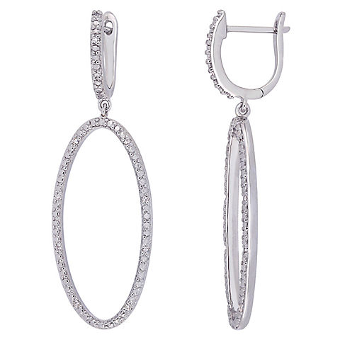 .1 ct. t.w. Diamond Oval Drop Earrings in Sterling Silver