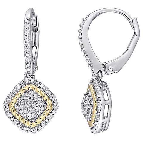 .33 ct. t.w. Diamond Rope Design Leverback Earrings in Yellow Plated Sterling Silver