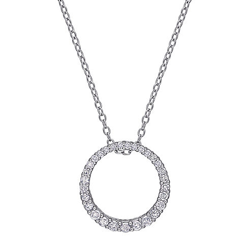 .33 ct. t.w. Diamond Circle Pendant with Chain in Sterling Silver
