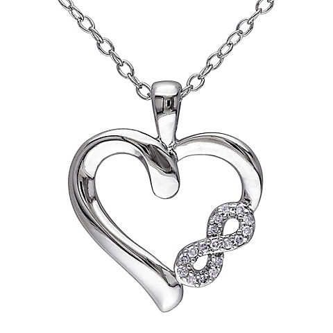 Diamond Infinity Heart Pendant with Chain in Sterling Silver