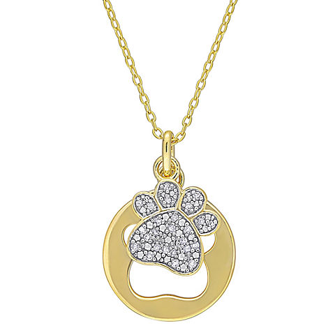 .1 ct. t.d.w. Diamond Dog Paw Pendant with Chain in White and Yellow Plated Sterling Silver