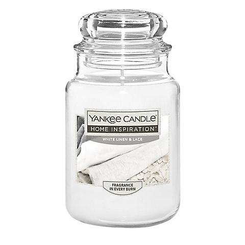 Yankee Candle Home Inspiration White Linen and Lace Candle, 19 oz.