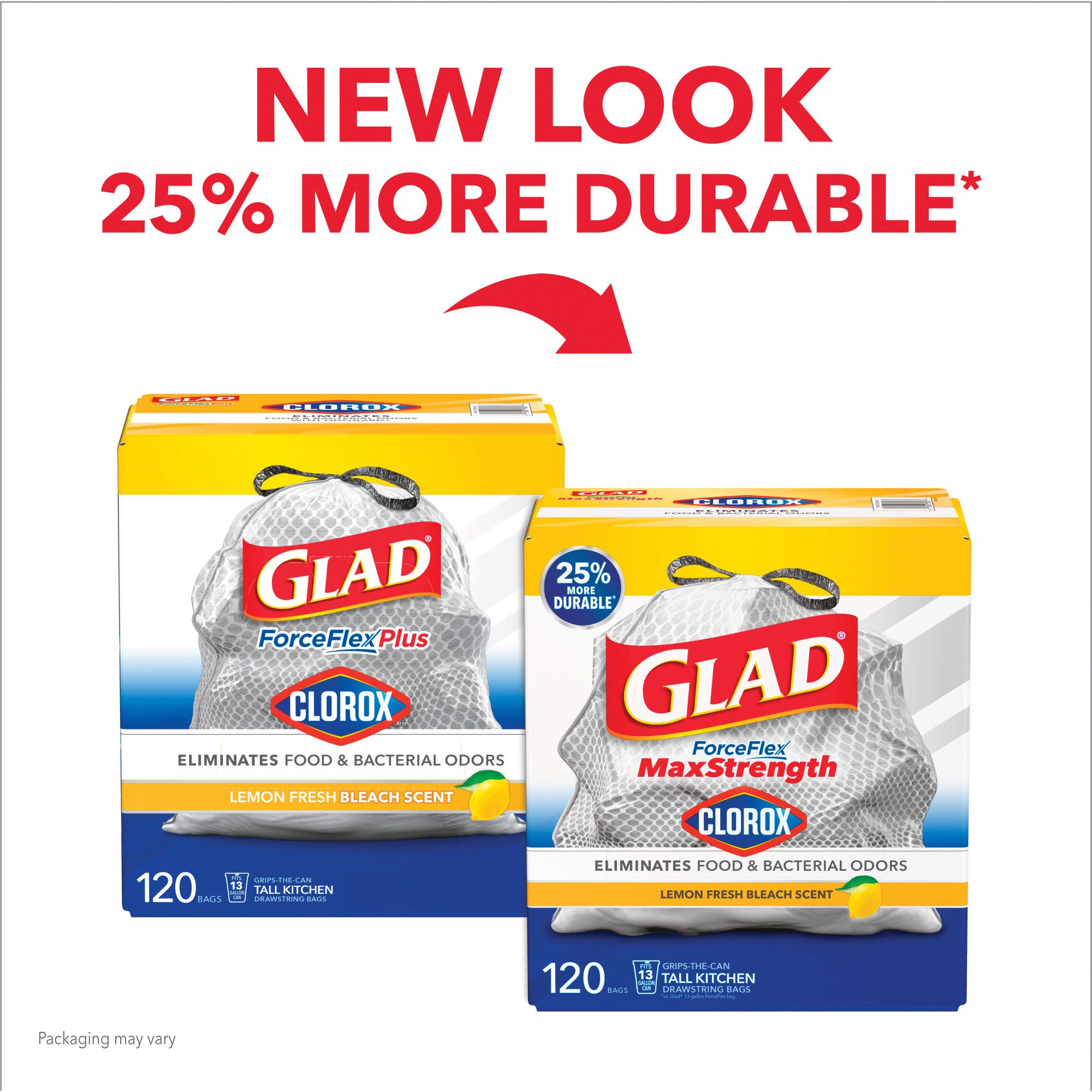 Glad ForceFlex Plus w/ Clorox Tall Kitchen Trash Bags, 120 ct.