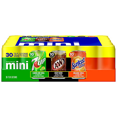 7UP, A&W and Sunkist Mini Variety Pack, 30 ct./7.5 oz. cans