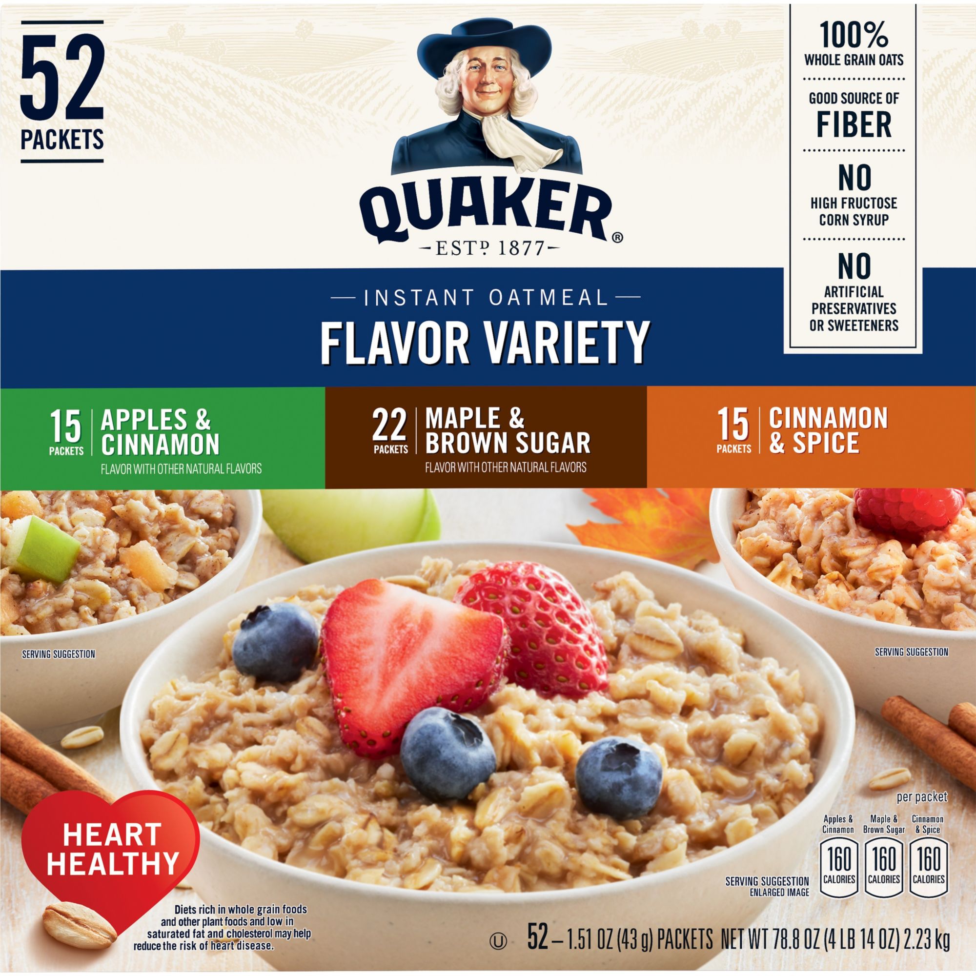 Quaker Instant Oatmeal Variety Pack, 52 pk.