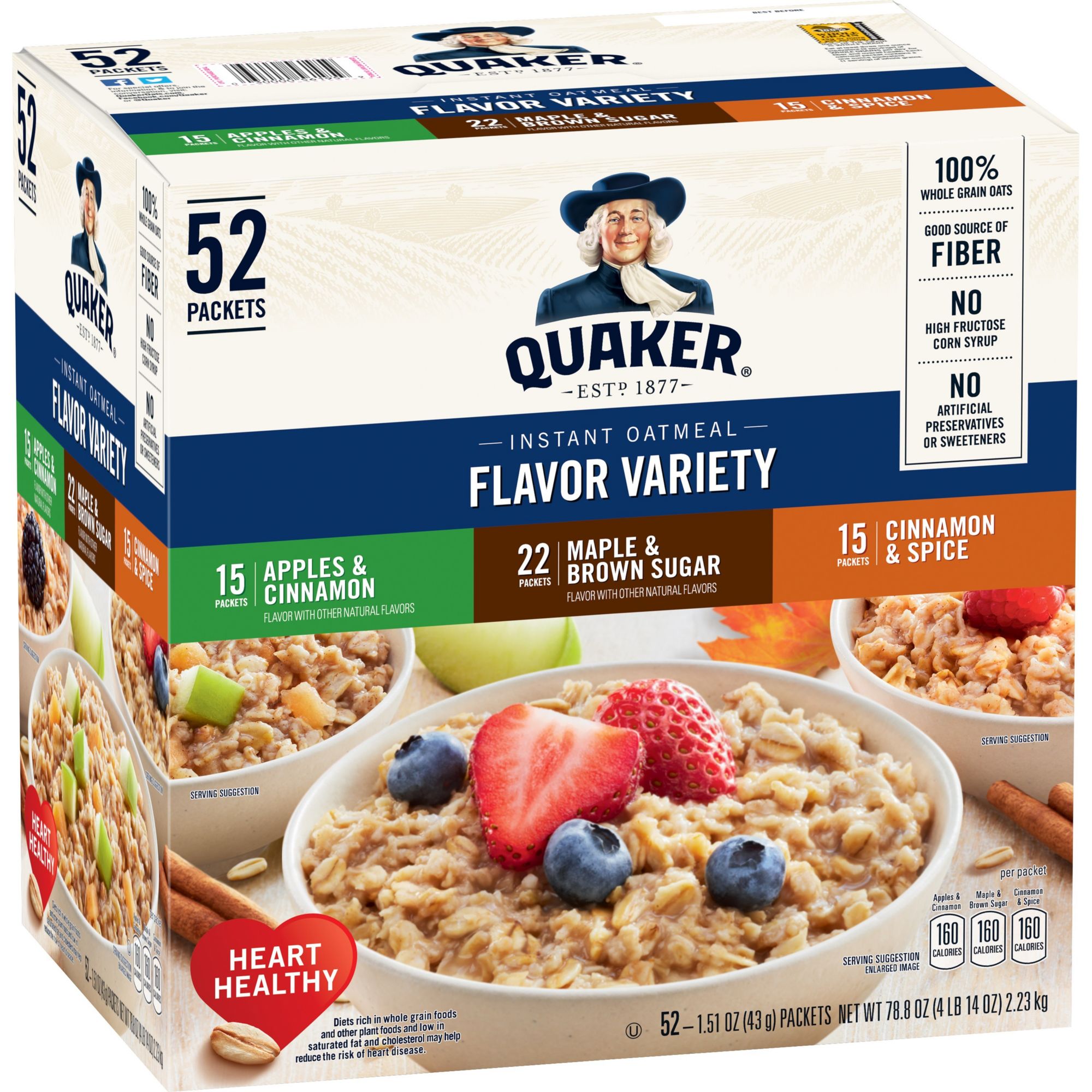 Quaker Oats 100% Natural Whole Grain Quick 1- Minute Oats, 2 pk./40 oz.