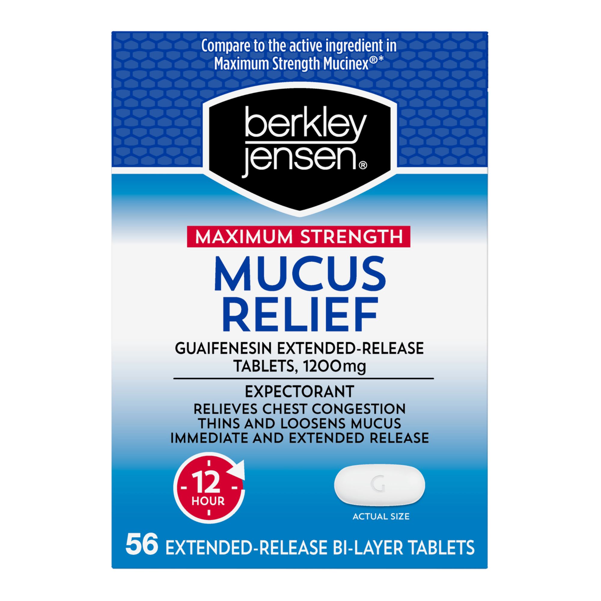 Berkley Jensen Maximum Strength Mucus Relief 56 Ct.