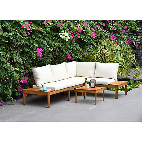 Amazonia Michel Wood Patio Seating Set with Cushions