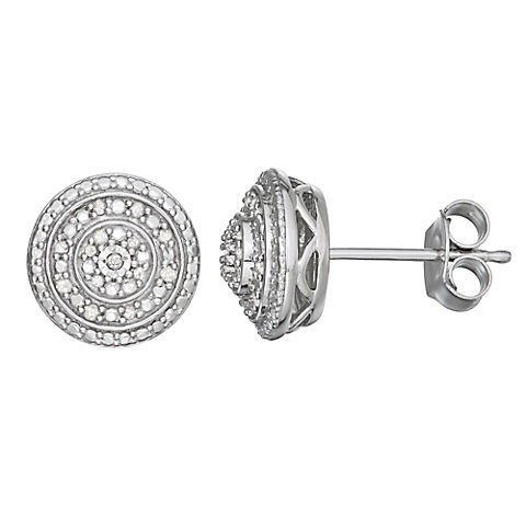 .10 ct. t.w. Diamond Round Earrings in Sterling Silver