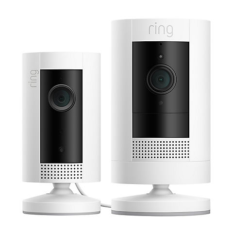 Ring Security Camera Bundle with Wired Indoor Cam and Battery Powered Stick Up Cam