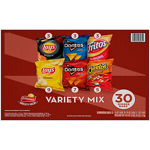 Frito-Lay Variety Mix of Chips and Snacks, 30 ct.