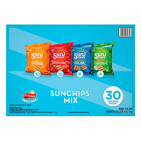 SunChips Snacks Variety Pack, 30 ct.