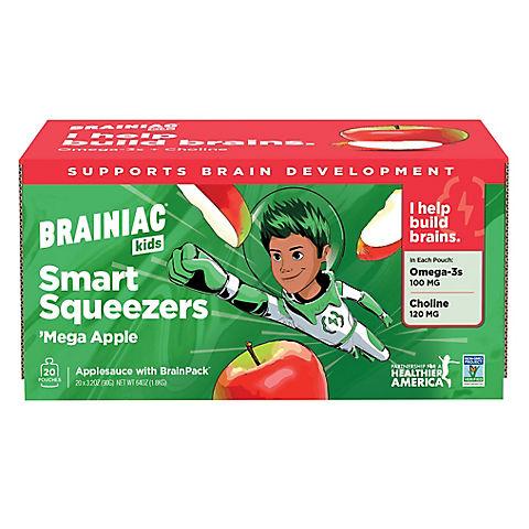 Brainiac Kids Omega-3 Smart Squeezers Applesauce, 20 ct.