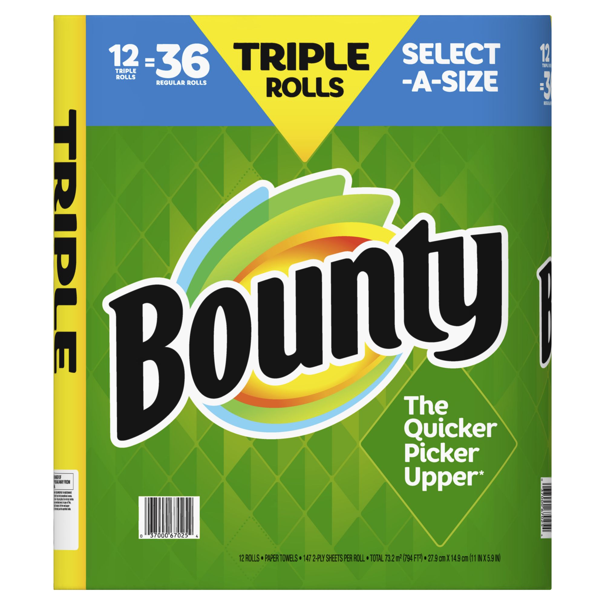 Bounty Select-A-Size Paper Towels, 2 Triple Rolls, White