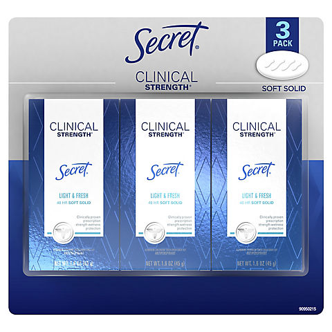 Secret Clinical Strength Soft Solid Antiperspirant and Deodorant, 3 ct.
