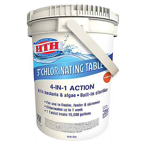 HTH 3" Chlorine Tablets for Swimming Pools, 30 lbs.