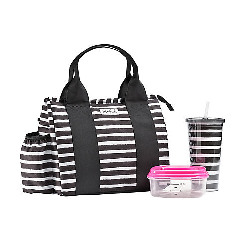 Fit and Fresh Sanibel Bag -Thick Brush Stripe Black
