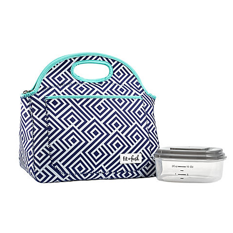 Fit and Fresh Rosewood Bag - Navy Uneven Lattice