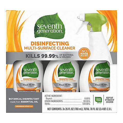 Seventh Generation Lemongrass Citrus Disinfecting Multi-Surface Cleaner, 3 ct.