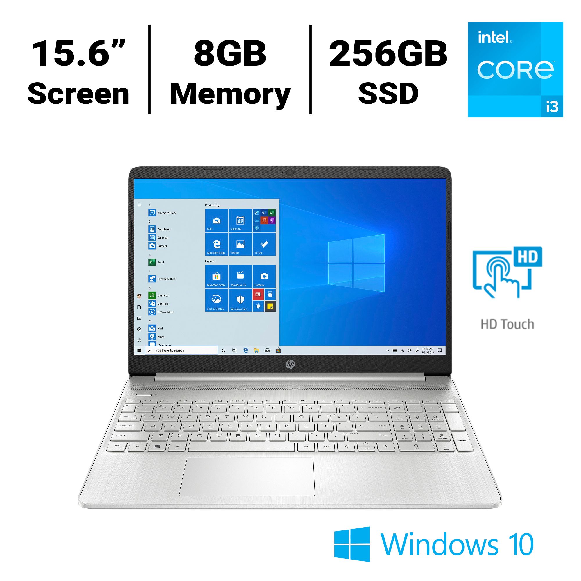 HP 15.6 Touch-Screen Laptop Intel Core i3 8GB Memory 256GB SSD