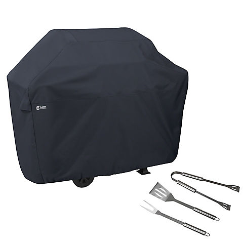 Classic Accessories Water-Resistant 64" BBQ Grill Cover with Grill Tool Set