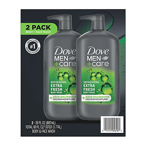 Dove Men Plus Care Body Wash Extra Fresh, 2 ct.