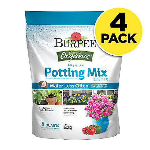Burpee Natural and Organic 8 qt. Premium Potting Mix, 4 pk.