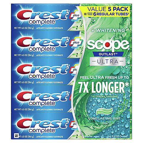 Crest Complete Plus Scope Outlast Ultra Toothpaste, 5 ct.