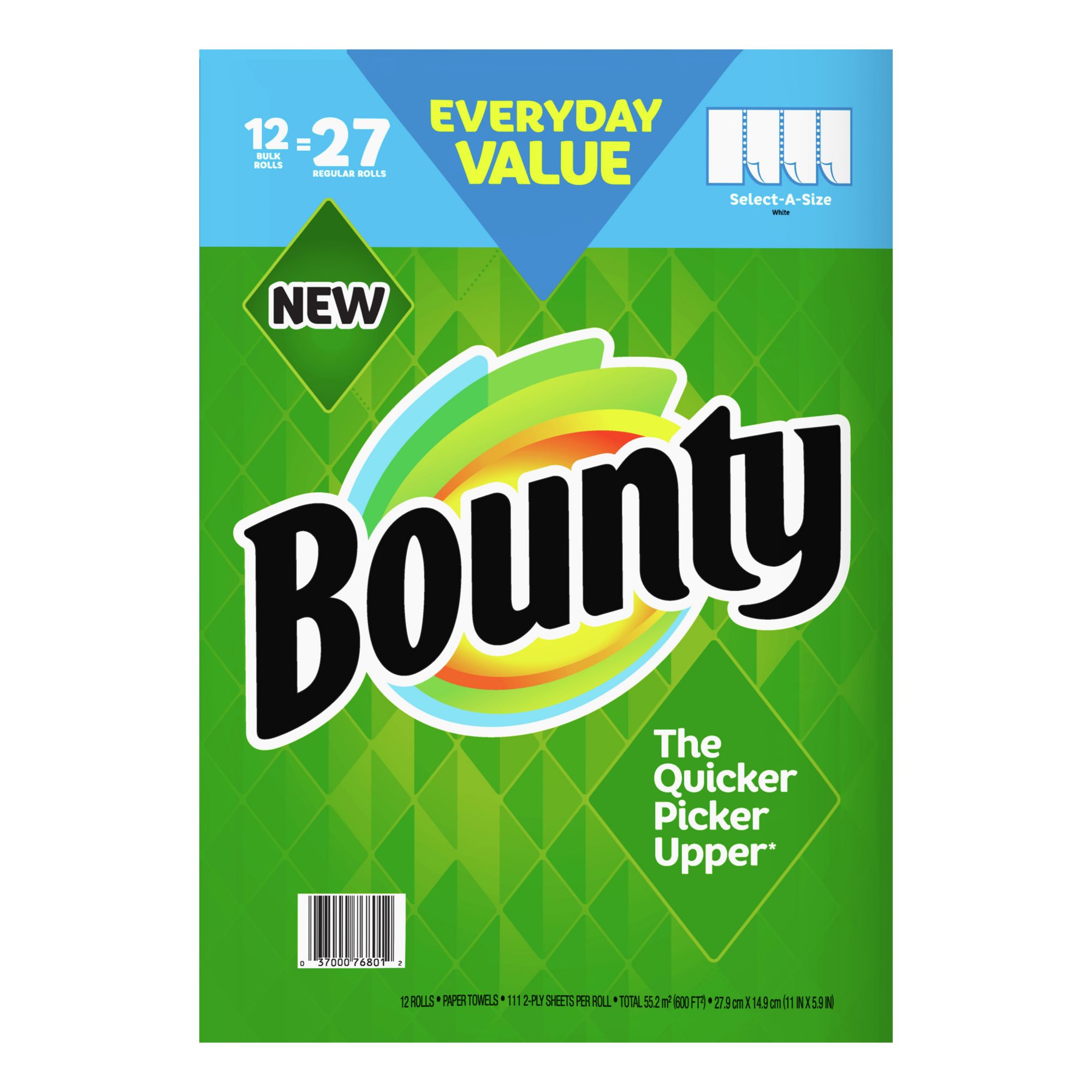 Bounty Select-A-Size Paper Towels, White, 12 MEGA Rolls = 20 Regular Rolls