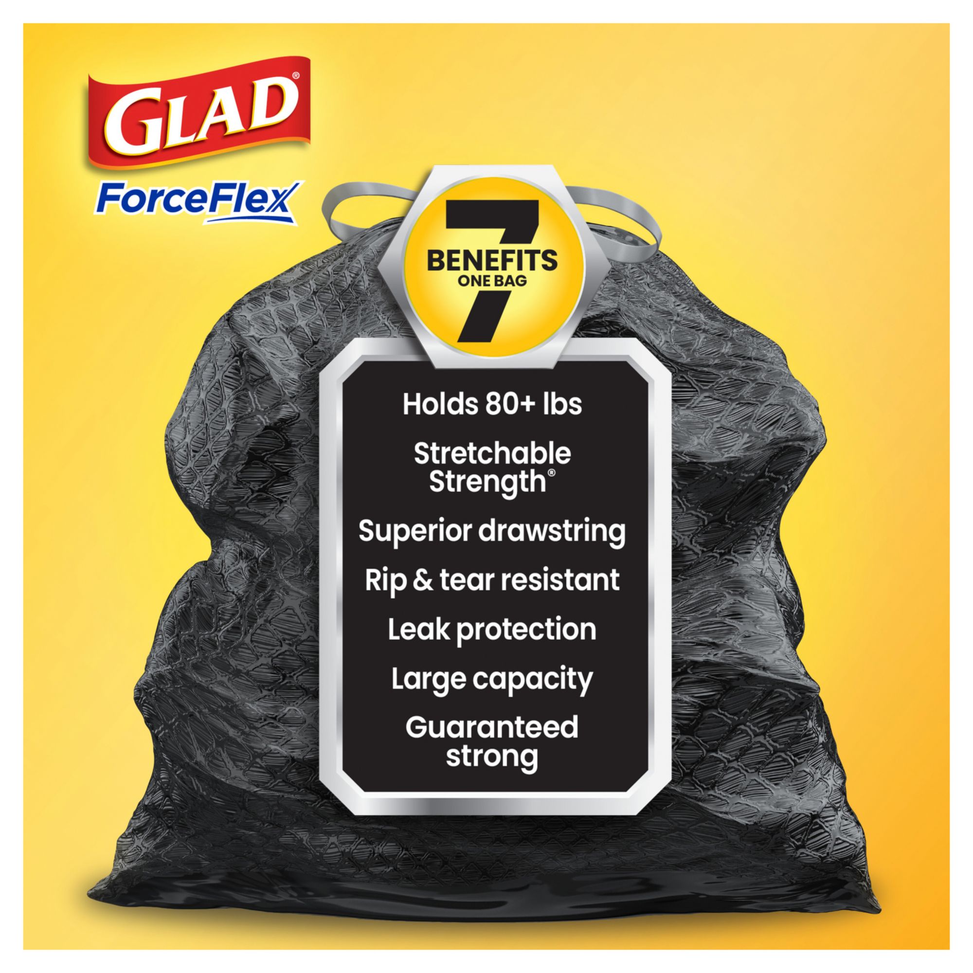 Glad X-Large Kitchen Bags, Drawstring, Multipurpose, Fresh Clean, Force Flex Plus - 30 bags