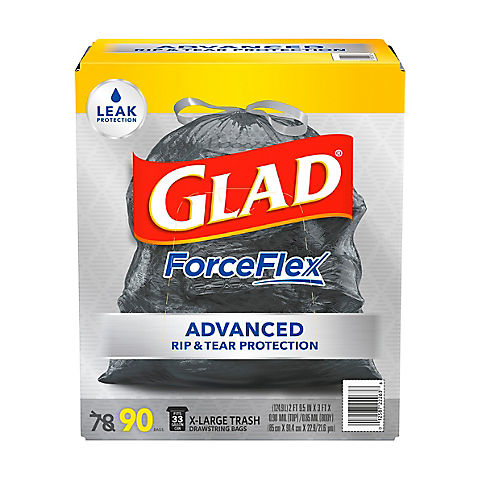 Glad ForceFlex Drawstring Large Trash Bags, 33 Gallon, 90 ct.