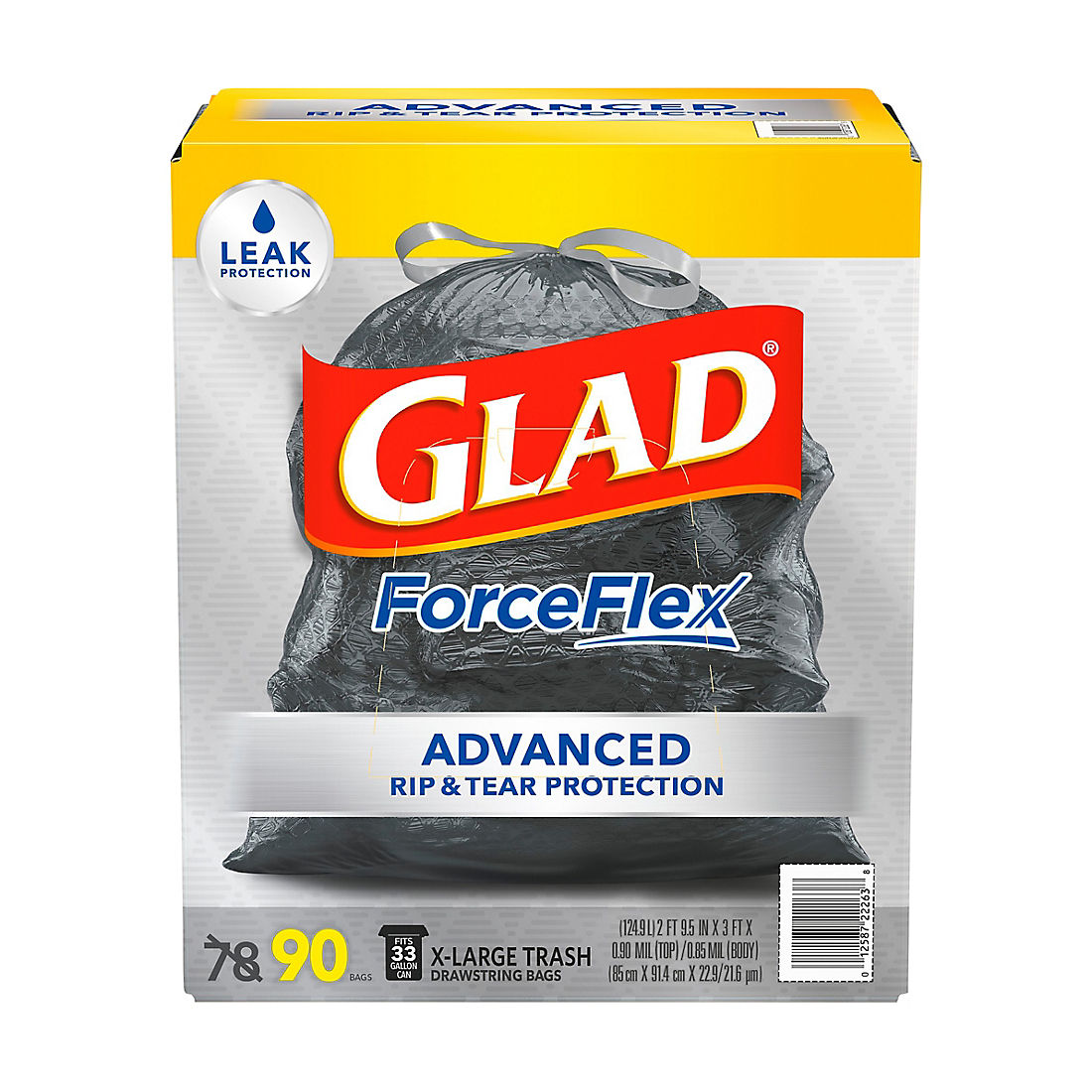Glad ForceFlex Drawstring Large Trash Bags, 33 Gallon, 90 ct.