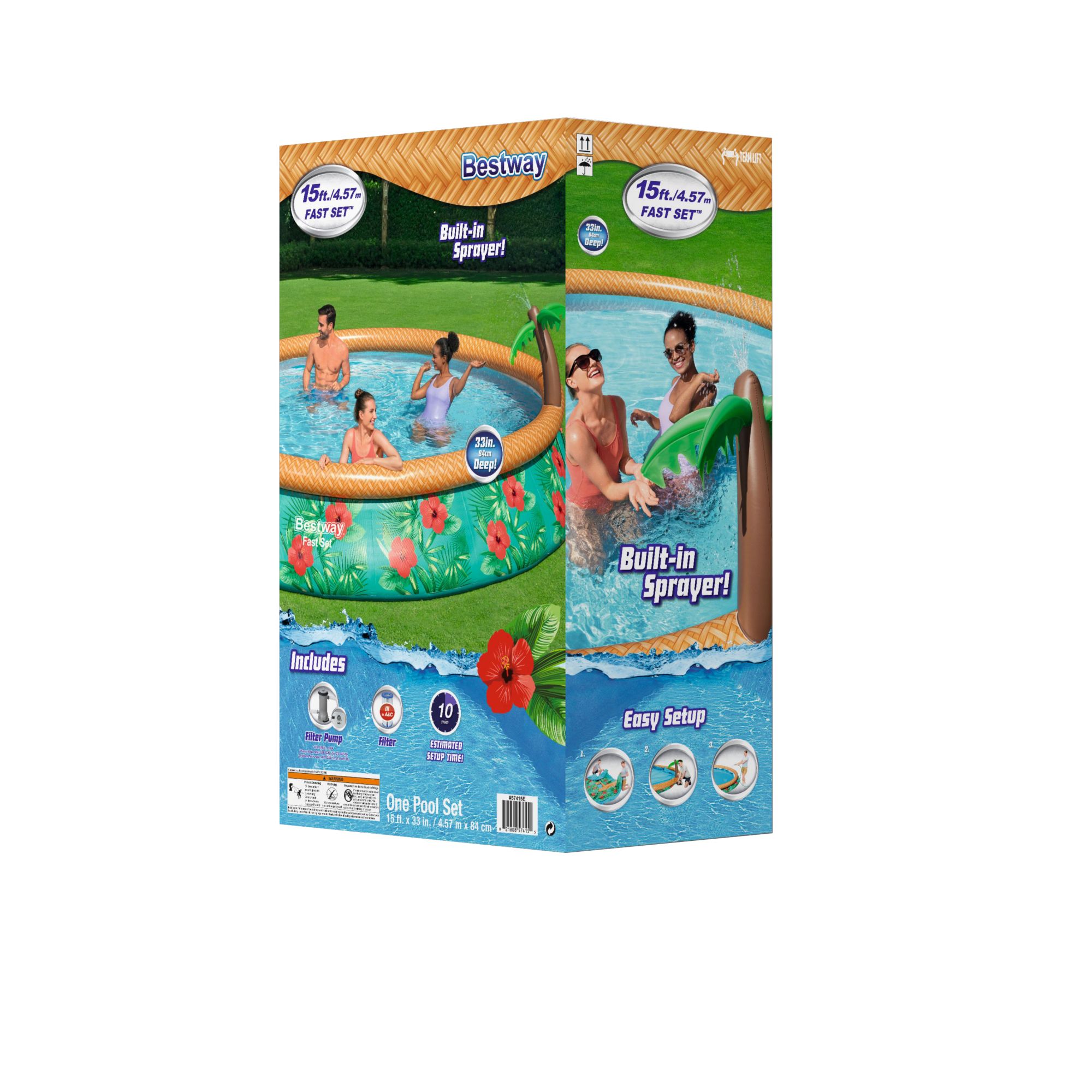 Best Way 15' Diam. x 33D Fast Set Paradise Palms Pool Set