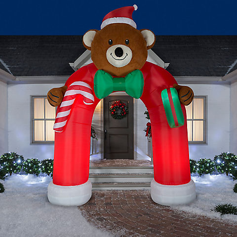 Gemmy Animated Airblown Inflatable Teddy Bear Archway with Wiggling Bow Tie