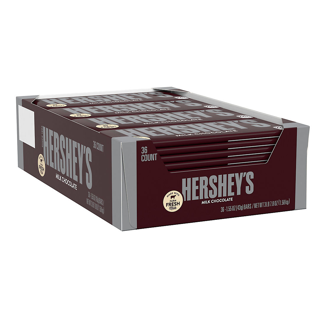 Hershey's Milk Chocolate Standard Bar 36 Count 1.55 Oz