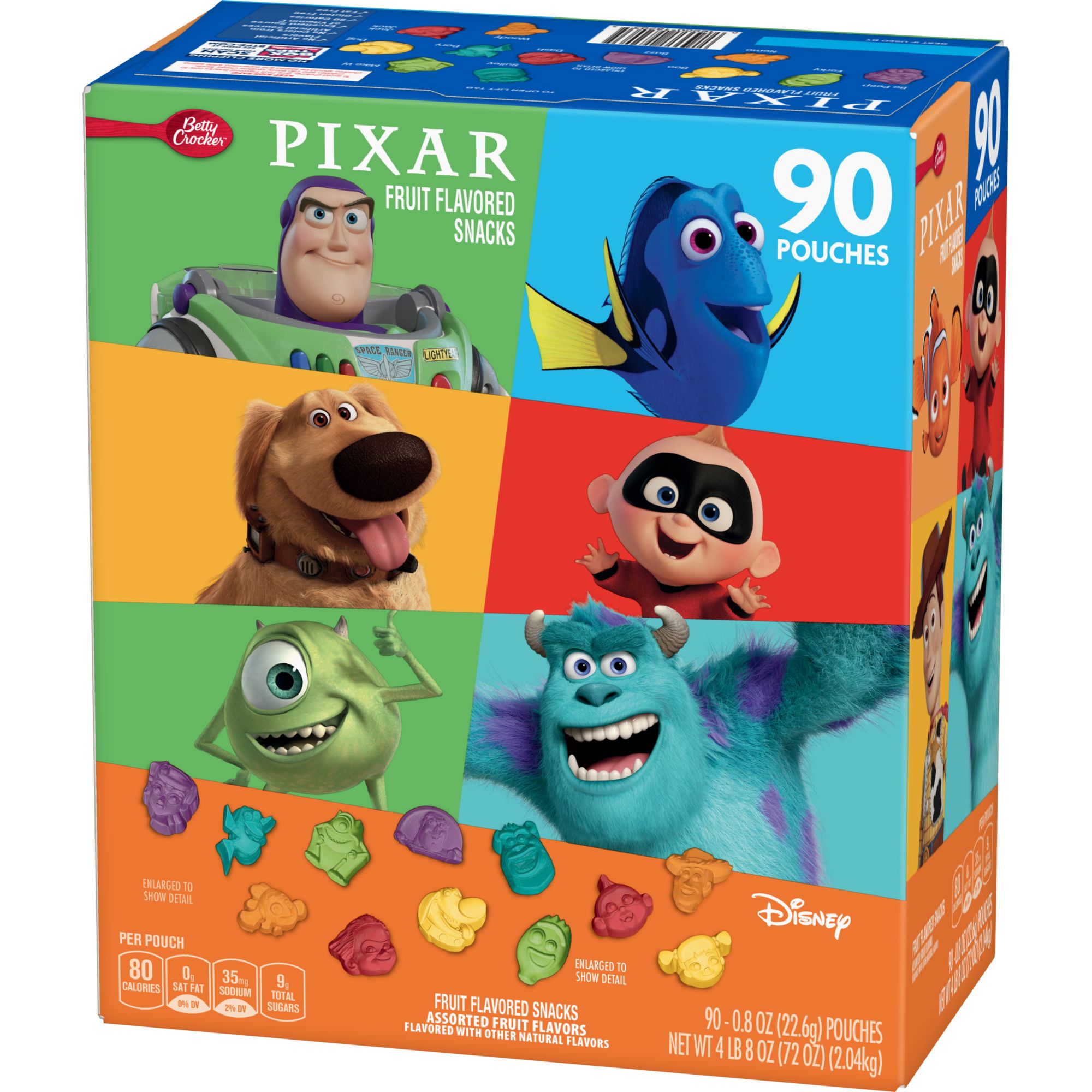 Disney Pixar Fruit Flavored Snacks, Gummy Treat Pouches, 10 ct