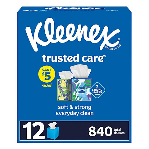 Kleenex Trusted Care 2-Ply Facial Tissues, 12 pk./70 Tissues per Box