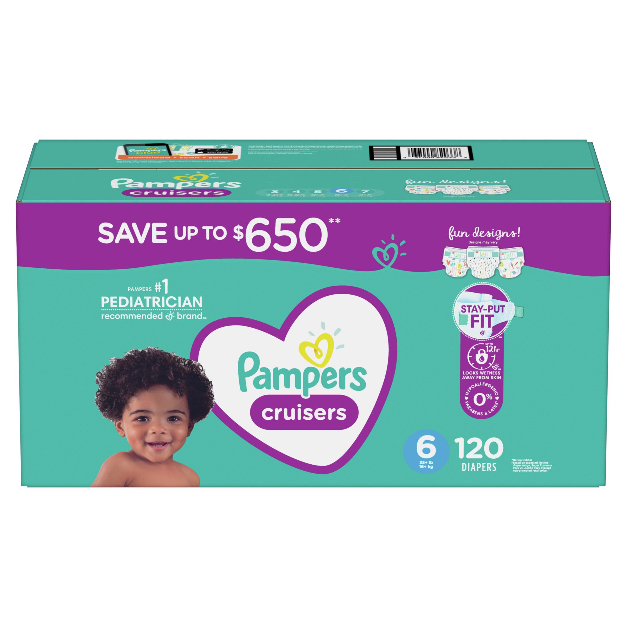Pampers Cruisers Diapers, Size 3-7, 120 ct.