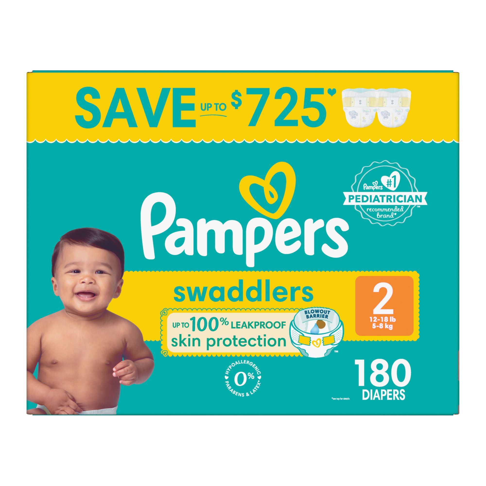 Pampers Swaddlers Diapers, Jumbo Pack, Sizes P-S, N, 1, 2, 3, 4, 5, and 6 