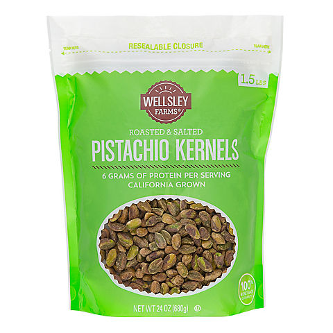 Wellsley Farms Roasted and Salted Pistachio Kernels, 24 oz.