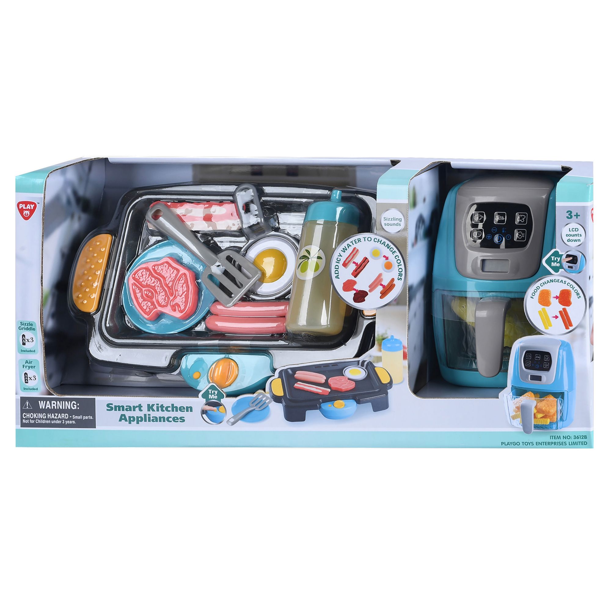 Kids Air Fryer Set Color Changing Little Chef Pretend Play Grill